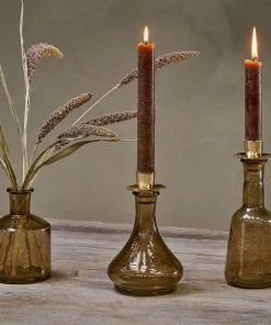 Nkuku Sirsa Glass Candlestick - Sepia Home Accessories
