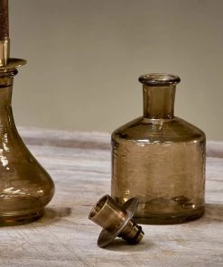 Nkuku Sirsa Glass Candlestick - Sepia Home Accessories