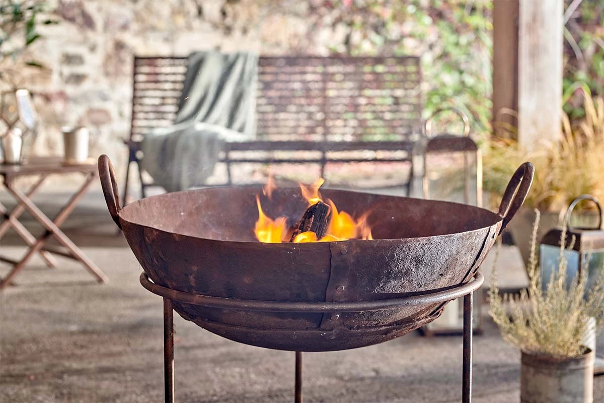 Nkuku Reclaimed Iron Kadai Fire Pit - Small 5 Nkuku Reclaimed Iron Kadai Fire Pit - Small