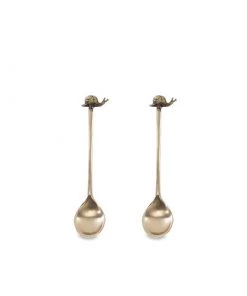 Nkuku Snail Spoon Gift Set - Antique Brass (Set Of 2)