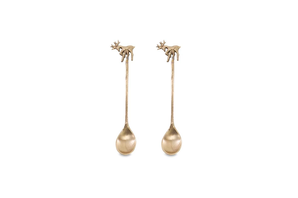 Nkuku Stag Brass Spoons (Set Of 2) 7 Nkuku Stag Brass Spoons (Set Of 2)