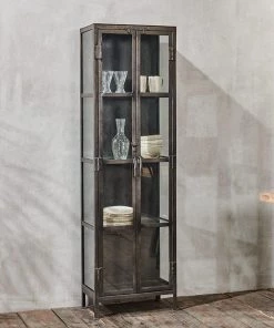 Nkuku Tiko Iron & Glass Tall Cabinet Living Room