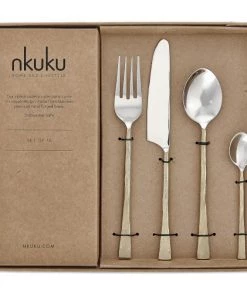 Nkuku Tableware Usa Cutlery Set - Brushed Gold (Set Of 16)