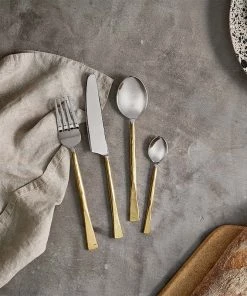 Nkuku Tableware Usa Cutlery Set - Brushed Gold (Set Of 16)