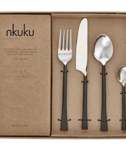 Nkuku Usa Cutlery Set - Black (Set Of 16) Tableware