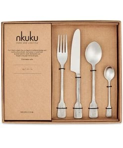 Nkuku Veeta Cutlery Set - Brushed Silver (Set Of 16) Tableware