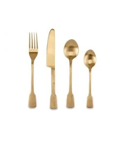 Nkuku Tableware Veeta Cutlery Set - Brushed Gold (Set Of 16)