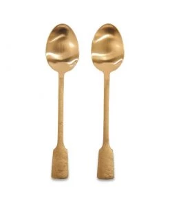 Nkuku Veeta Serving Spoon Set- Brushed Gold (Set Of 2) Tableware