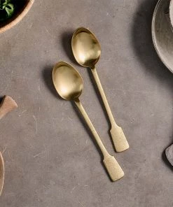 Nkuku Veeta Serving Spoon Set- Brushed Gold (Set Of 2) Tableware