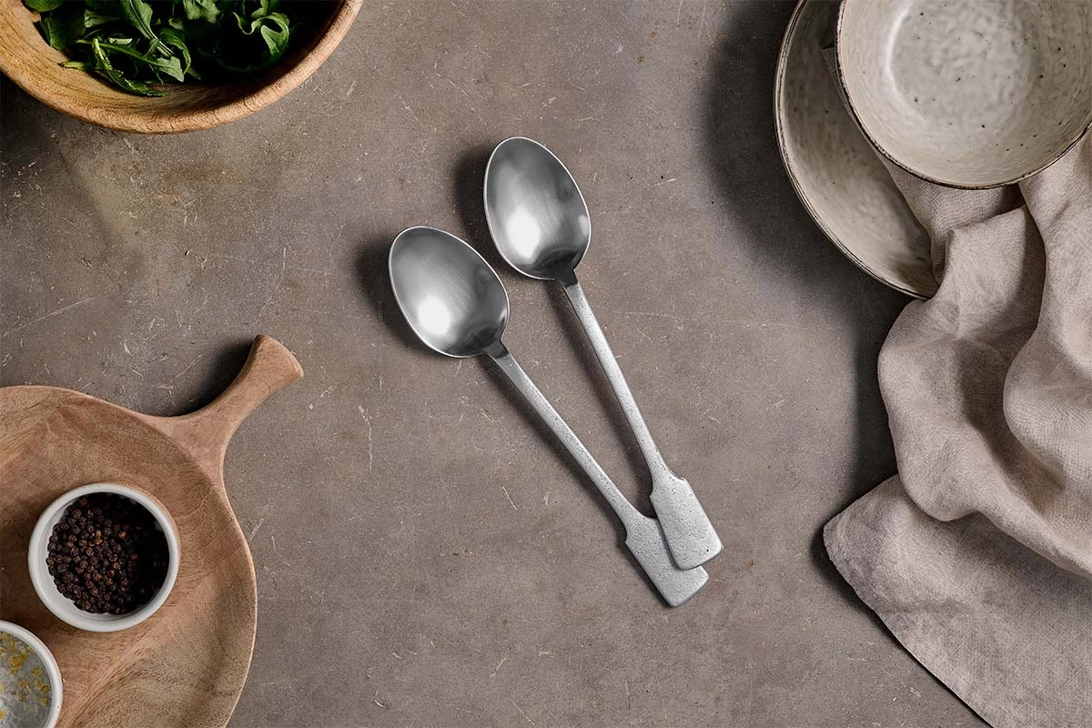 Nkuku Veeta Serving Spoon Set - Brushed Silver (Set Of 2) 3 Nkuku Veeta Serving Spoon Set - Brushed Silver (Set Of 2)