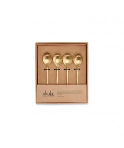 Nkuku Veeta Teaspoon Set - Brushed Gold (Set Of 4) Tableware 7 Nkuku Veeta Teaspoon Set - Brushed Gold (Set Of 4) Tableware