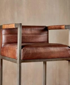 Nkuku Wamma Leather Bar Chair