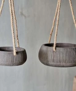 Nkuku Wampu Hanging Planter - Distressed Brown / Black Home Accessories