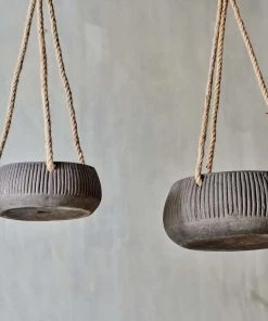 Nkuku Wampu Hanging Planter - Distressed Brown / Black Home Accessories