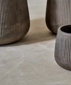 Nkuku Wampu Wide Planter - Distressed Brown / Black Planters & Vases