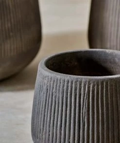 Nkuku Wampu Wide Planter - Distressed Brown / Black Planters & Vases