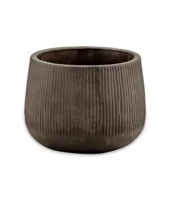 Nkuku Wampu Wide Planter - Distressed Brown / Black Planters & Vases