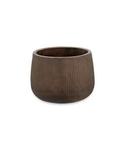 Nkuku Wampu Wide Planter - Distressed Brown / Black Planters & Vases