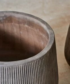 Nkuku Large Wampu Wide Planter - Distressed Brown / Black Planters & Vases