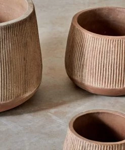 Nkuku Wampu Wide Planter - Distressed Terracotta Planters & Vases