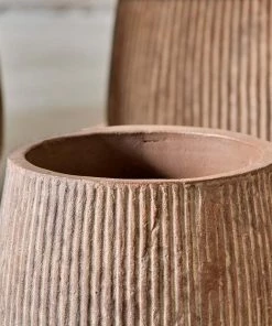 Nkuku Wampu Wide Planter - Distressed Terracotta Planters & Vases