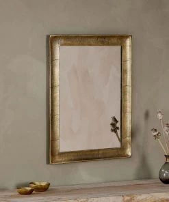 Nkuku Yadur Rectangular Mirror - Antique Brass - Small Home Accessories