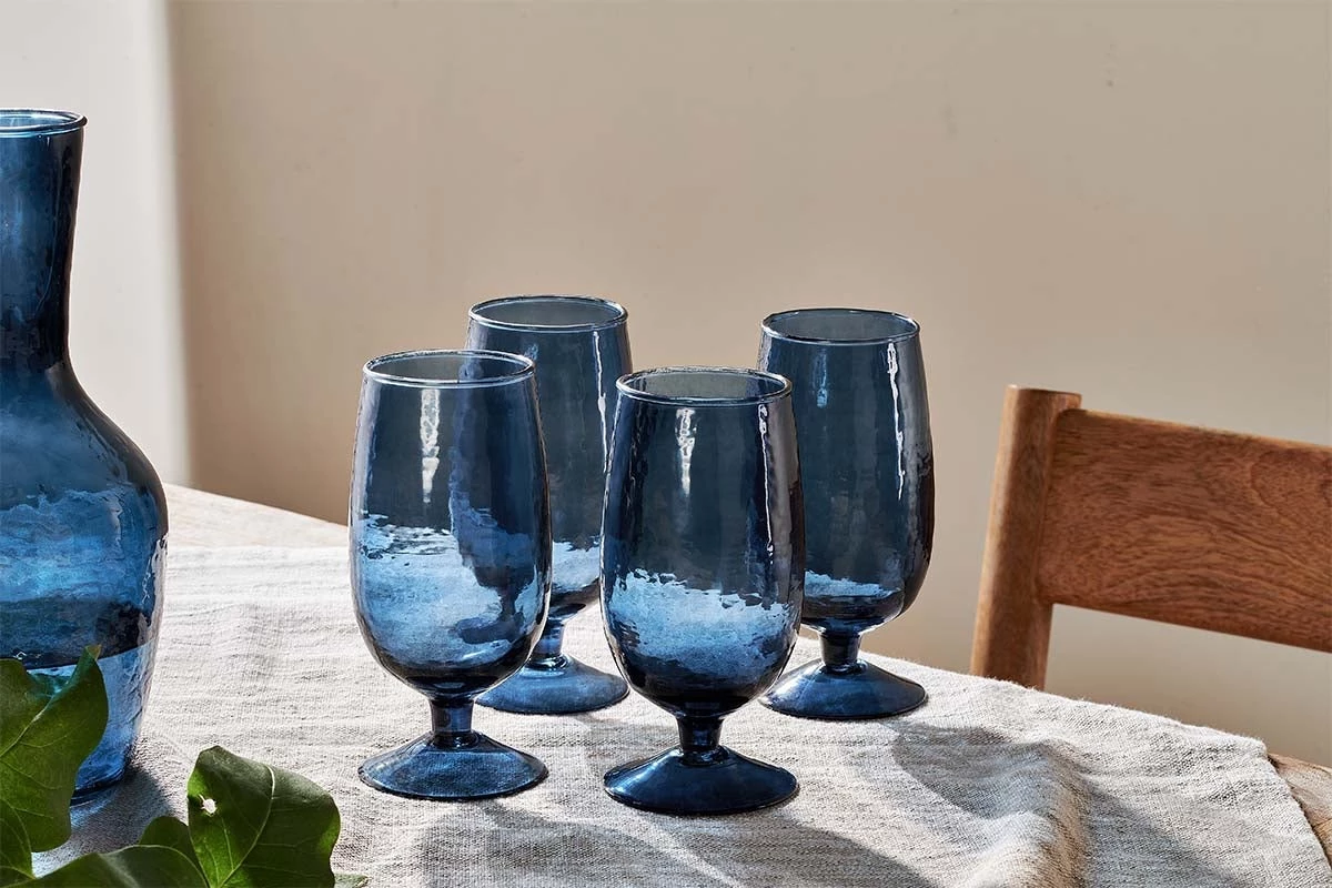 Nkuku New Arrivals Yala Glass - Indigo (Set Of 4) 3 Nkuku New Arrivals Yala Glass - Indigo (Set Of 4)