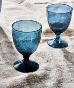 Nkuku Tableware Yala Hammered Wine Glass - Indigo (Set Of 4)
