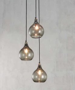 Nkuku Ziva Glass Cluster Pendant - Green Smoke Hallway & Bootroom
